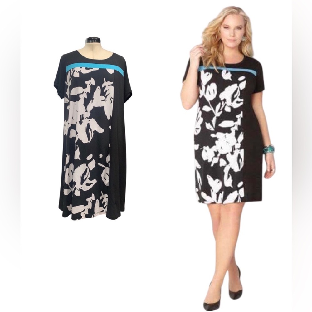 Avenue Woman’s Dress Black.White.Blue Sz 18-30